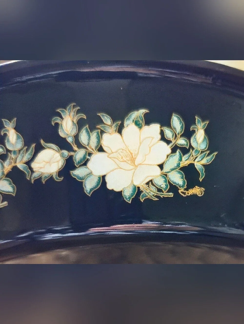 Vintage Enamelware Pie Pans Set of 2 Black Floral Rose Cottagecore